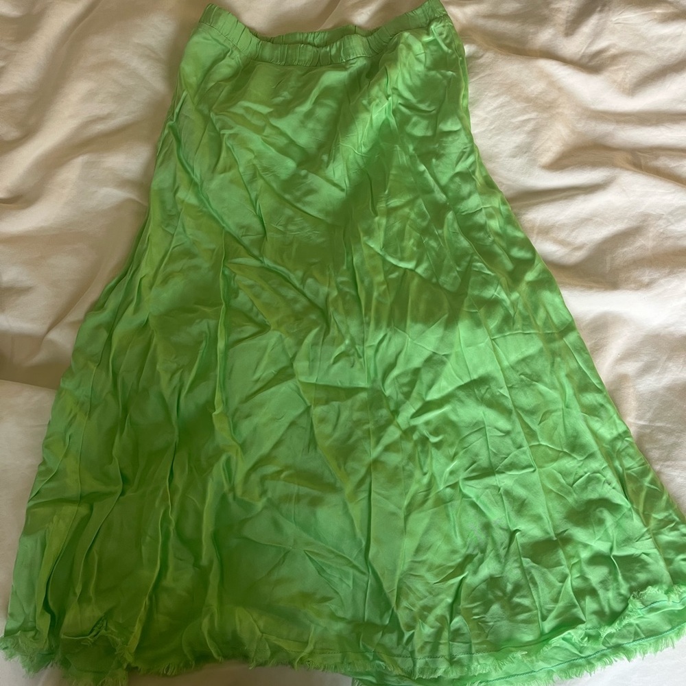 Nation ltd midi satin skirt in green